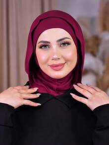 1件装女士纯色拉法帽滑雪面罩颈部保暖弹性头带头巾，透气舒适弹力宽边吸汗防滑多功能运动头饰，简约时尚围巾，帽子和配套头带合二为一 - 多色 - 查看 8