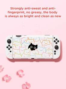 (2025) Accesorios - Funda protectora con patrón de gato de línea colorida y gato negro, compatible con Switch 2/Switch NS/Switch OLED/Lite, adecuada para consola de juegos Switch 2/Switch, set de paquete familiar, bolsa de almacenamiento, base acoplable, mejor regalo para jugadores de Switch - Multicolor - Ver 6