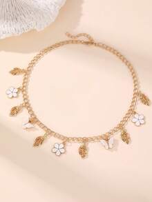 1pc/2pcs Girls Flower, Butterfly, Leaf Pendant Bracelet Necklace Set - Multicolor - View 11