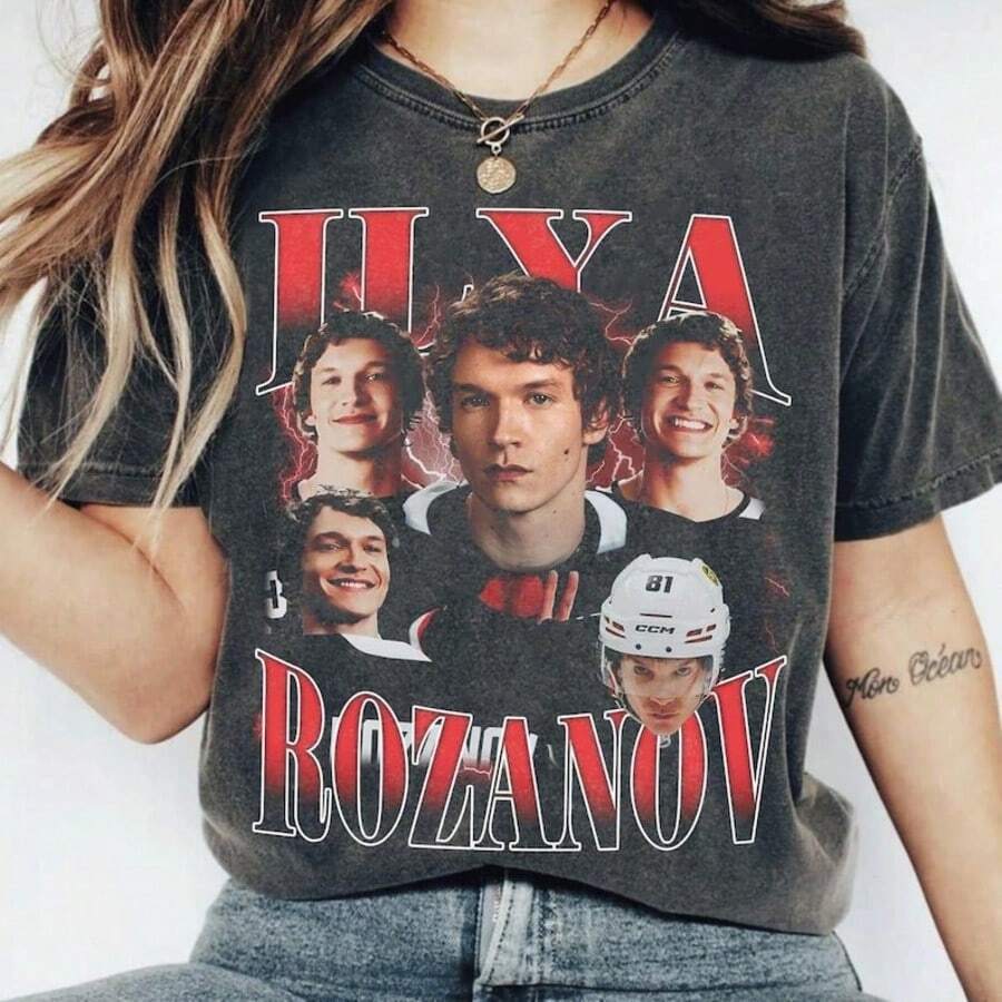Hollander Rozanov Hockey Shirt, Connor & Ilya Rozanov Fan Tee - 黑色 - 查看 1