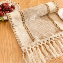 Black Striped Table Runner, Dual-Color Woven Tassel Table Runner, Rustic Style Woven, Suitable For Home And Dining Table Decor - Multicolor - View 14