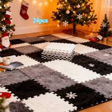 24 Piece Plush Carpet Set, An Ultra Soft High Plush Anti Slip Soundproof Carpet Used For Home Decoration. Very Suitable As Bedroom Carpet, Living Room Carpet, Apartment Carpet, Doormat, Stair Treads, And Washable Pet Mat. Easy To Cut. - 24 miếng - Xem 3