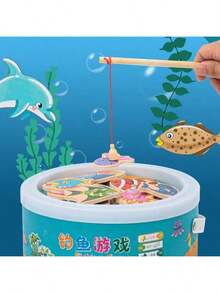 1 Set de Juguete de Pesca de Letras de Madera - Juego Educativo con Tema de Vida Marina de Dibujos Animados, Cultivar Habilidades Cognitivas, Juego Interactivo Padres-Hijos, Adecuado para Regalos de Navidad, Acción de Gracias, Pascua, Cumpleaños, Patrones de Peces Aleatorios - Multicolor - Ver 2