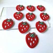 10pcs Red Strawberry Shaped Fabric Patch Stickers With Adhesive Back ROP7 - Màu đỏ - Xem 7