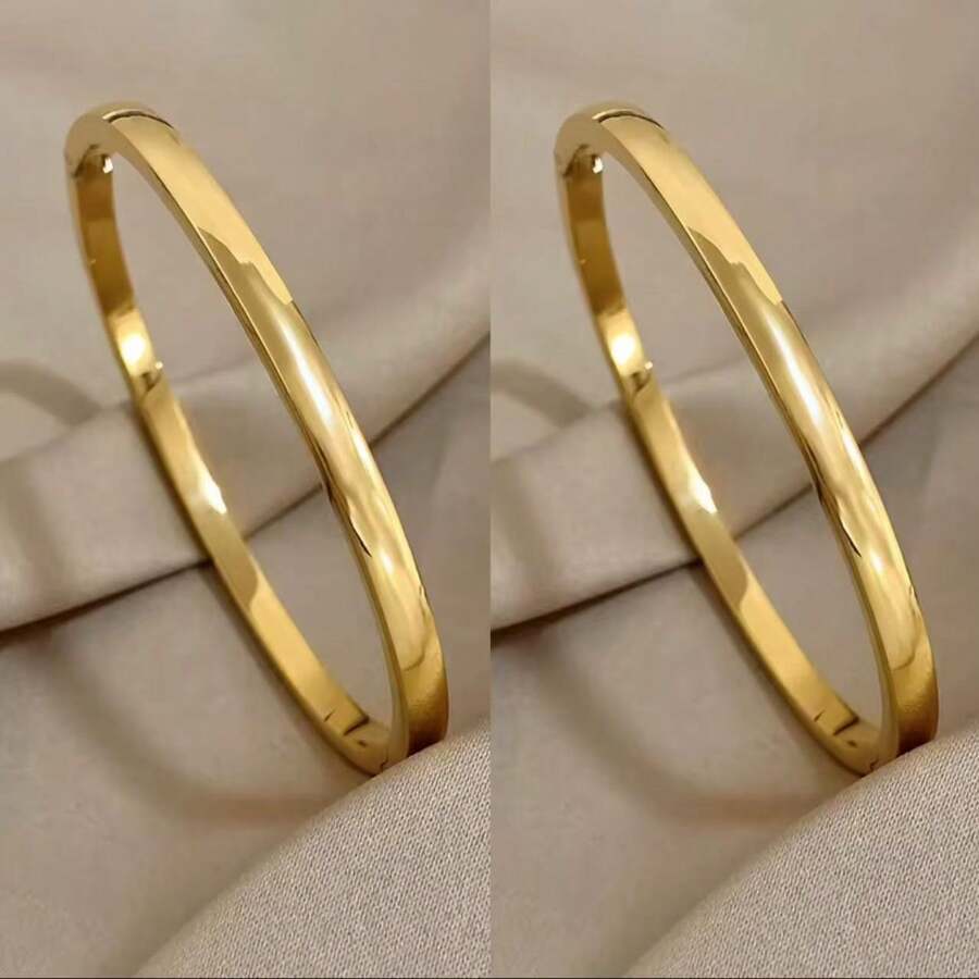 Stainless Steel 316L Plain Bracelet For Men And Women, Unisex, Gold/Silver, Fashion Gift, 6mm A - DUORADO E DUORADO - 查看 1