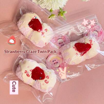 1个2026最新款优质硅胶草莓糖浆挤压玩具，逼真柔软慢回弹抗压减压挤压玩具，便携式桌面减压摆件，节日、生日完美礼物