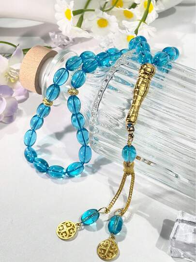 1 st muslimsk tofs oval mellanöstern flerfärgade bönepärlor, islamiska religiösa accessoarer