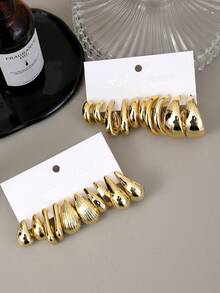 1-10 Pairs New Plated Gold, Exaggerated, Fashionable Texture, Asymmetrical Shape, Geometric Resin Clip-On Earrings, Suitable For Daily Gatherings And Dates