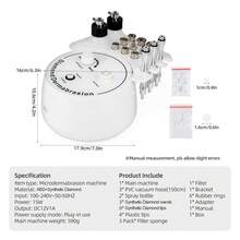 Foreverlily Máquina profesional de microdermoabrasión con diamante dispositivo de cuidado facial 3 en 1 para exfoliación, eliminación de puntos negros, antiarrugas, adecuado para uso en salones, personal y en el hogar (con adaptador) - Blanco - Ver 2