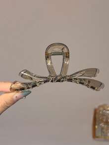 4pcs/3pcs/1pc Women Coffee Color Solid Bow Oversized Plastic Hair Clips, Fashion Versatile, Elegant Minimalist, Solid Marble Texture Hair Claws, Suitable For Daily, Casual, Party, Beach, Vacation, Hairstyling, Face/Hair Washing, Makeup, Outfit Accessories, Autumn Fashion Hair Clips, Autumn Hair Accessories, Winter Hair Clips, Summer Hair Clips - Multicolor - View 6