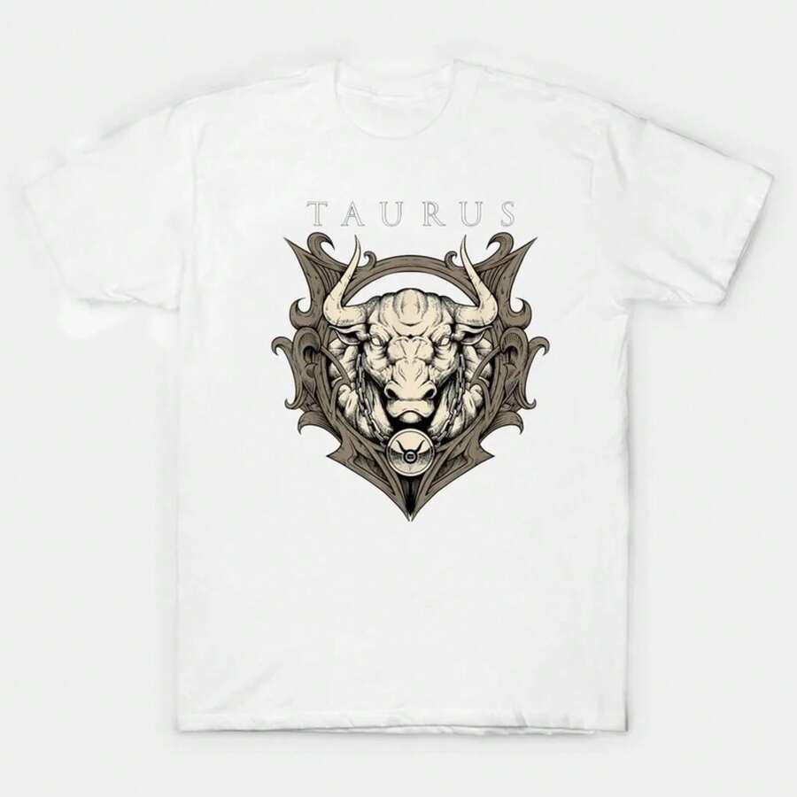 Camiseta de regalo de cumpleaños del signo zodiacal Tauro de abril a mayo, 100% algodón, cuello redondo, manga corta de verano, camiseta casual para hombres, talla S-3XL - Blanco - Ver 1