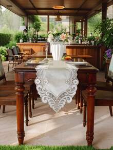 ABEST6522 Home&Living store 1 pezzo Runner da tavolo in 100% poliestere con pizzo, traforato, artistico e fresco, come regalo, decorazione per la stanza, decorazione per la casa multi-scena per uso interno & esterno, mobili da esterno. Perfetto per uso interno & esterno: soggiorni, camere da letto, patii, giardini, picnic, PC - Cachi - Visualizzare 7