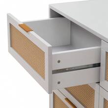 6 Drawer Dresser For Bedroom,Rattan Storage Cabinet,Chest Of Drawer,For Bedroom,Living Room,White - 白色 - 查看 5