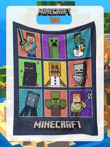 Minecraft 卡通地雷像素游戏工艺品法兰绒毯超保暖毯家居装饰装饰街景床罩加入购物车，我们将提供优先配送服务。 - 彩色 - 查看 10