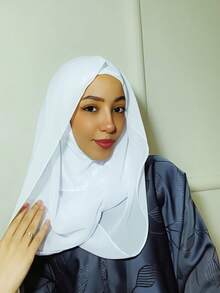 女士纯色拉法帽 - 一体式设计，方便快捷穿戴，简约休闲优雅经典百搭，雪纺衬里围巾和帽子一体成型，柔软雪纺面料围巾、帽子和配套雪纺头巾，二合一设计，轻松打造时尚出行造型 - 二合一 - 查看 7