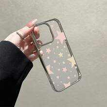 1 pieza Funda de teléfono personalizada con estrella amarilla y rosa de concha brillante, compatible con iPhone 16 Pro Max, 17/16/15/14 Plus, 13/12/11, Air - Multicolor - Ver 3
