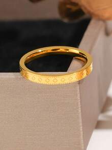 1枚不锈钢四叶草戒指，独特设计，时尚奢华高端实心情侣戒指，永不褪色幸运四叶草 - 萬花筒戒指 - 查看 4