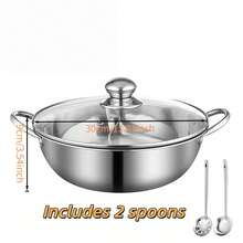 Stainless Steel Double Layer Grid Design Covered Double Flavor Hot Pot With Strainer, Thickened And Deepened Design, Odorless, Heat Resistant, Non-Stick And Rustproof, Suitable For Christmas, New Year, And Family Gatherings - Nồi áp suất 30cm có nắp và nồi chia ngăn + muỗng có lỗ - Xem 3