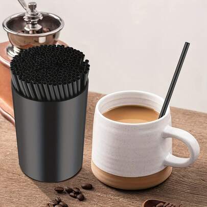 200/500pcs Black Plastic Cocktail Straws - 5.1 Inch Beverage Stirrers, Disposable Drink Stirrers Suitable For Coffee, Milk, Juice, Cocktails, Chocolate, Suitable For Parties, Bars