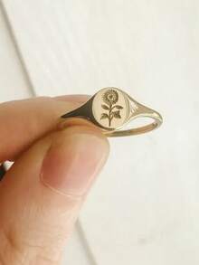 1 chiếc nhẫn hoa thanh lịch dành cho nữ, thích hợp làm quà tặng đám cưới, lễ đính hôn, kỷ niệm, quà tặng ngày Valentine. - Vàng - Xem 10