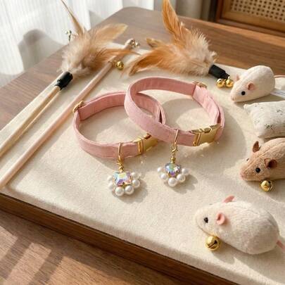 Retro Multi-Layer Faux Pearl Pendant - Light And Luxurious Niche Design - French Elegant Pendant - Pet Collar Accessory - Small-Sized Pet Collar Part - Cat Pendant - Cat Collar - Teddy Bear Doll - Siamese Persian Cat