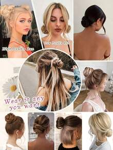 3-Inch Artificial Hair Bun Elastic Rubber Band Fake Hair Bun Camped On The Hair Tail To Extend The Hair Bun Hair Piece Ponytail Suitable For Women - Multicolor - View 9