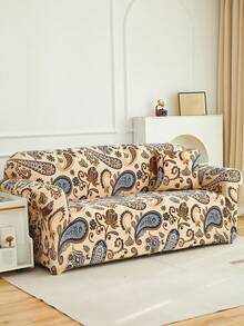 1pc Paisley Print Sofa Cover (Including 1pc Pillow Case), Dust-Proof And Dirt-Resistant, Elastic One-Piece Full Coverage Sofa Protector, Living Room Home Decor, Fits 1/2/3/4 Seater Sofa, All Season, Machine Washable - Multicolor - View 11