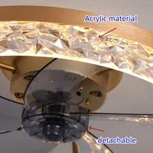 Modern Minimalist Iceberg Black/White/Gold/Coffee Ceiling Fan Light, Adjustable With Remote Control, Suitable For Bedroom, Living Room, Dining Room, Kitchen, Wardrobe, Study, No Switch Included - Multicolor - View 9