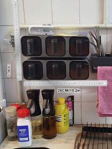 三格壁挂式抽屉式调料架,尺寸为 10.2 英寸 x 3 英寸 x 3 英寸,适用于家庭厨房存放香料、盐和调味料,调料收纳架,厨房配件 - 彩色 - 查看 4