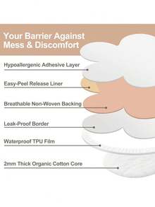 30 miếng dán rốn dầu thầu dầu, băng quấn rốn bằng bông hữu cơ dùng một lần, tự dính, tiện dụng - Chống rò rỉ, thoáng khí. - màu nâu - Xem 3