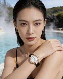 Marvin Women's Watch Classic Swiss Quartz Stainless Steel Watch Fashion Ladies Watch, 12 Diamonds, Mother-Of-Pearl Dial,Sapphire Crystal Mirror - Black - View 4