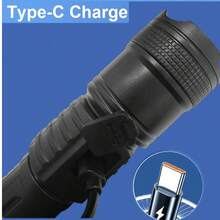 KENSUN 1pc High Power Long Range LED Flashlight, Tactical Light With LCD Battery Display, USB Rechargeable, Adjustable Zoom, Camping Lamp