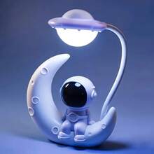 RTONTR 1 PC Creative Moon Astronaut Nightlight LED Fashionable Rechargeable Small Desk Lamp For Bedroom Decoration Study Daily Holiday Gifts Valentine's Day Ramadan Use - Astronaut Night Light - View 4