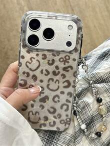 Luxury Cute Bow, Cartoon Star, Leopard Print Phone Case Compatible With IPhone 17 Pro Max, 17 Pro, 17, 16 Pro Max, 16 Pro, 16, 15 Pro Max, 15 Pro, 14 Pro Max, 14 Pro, 13, 12 Pro Max, 11, 16, 15, 14 Plus, With Wrist Strap, Foil Pattern Anti-Drop Protective Cover - Silver - View 2