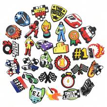 30pcs Plastic Racing Style Shoe Charms, Trophy Timer Racing Suit Podium Helmet Cool Racing Pattern DIY Shoe Accessories - Multicolor - View 6