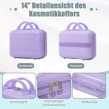 14-Inch/19-Inch Double-Piece ABS Swivel Bag With Combination Lock And 14-Inch Makeup Bag (Blue + Purple) - Purple - View 10
