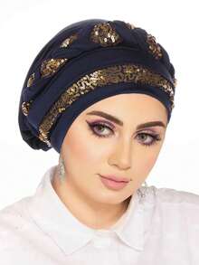 1件刺绣编织头巾 | 穆斯林头巾帽，多色套头帽，布料材质，可调节，透气，建议手洗 - 顏色 - 查看 4