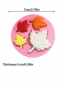 1pc/2pcs 4-Chamber Maple Leaf Chocolate Silicone Mold, Maple Leaf Leaf Mold For Cake Decoration, Maple Leaf Candy Mold, Cupcake Decoration, Polymer Clay, Handmade, Chocolate, Resin - Pink - View 2