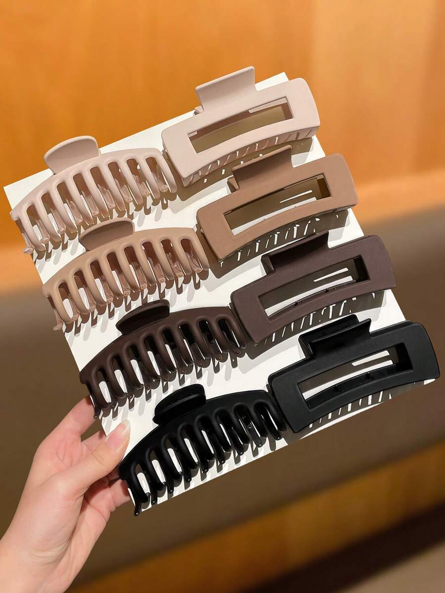 女士时尚休闲优雅方形发夹，棕色和黑色可选，龙骨造型，适合日常佩戴，适合浓密发质，女士发饰，女士礼物，优雅发爪，女士发夹，休闲发卡，优雅发爪夹