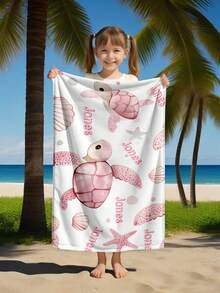 1pc Personalized Kids Beach Towel, Perfect Summer Birthday Gift, Suitable For Various Summer Occasions. Customizable Beach Towel And Accessories, Applicable For Beach, Swimming Pool, Travel, Camping, Yoga And More. - Multicolor - View 8