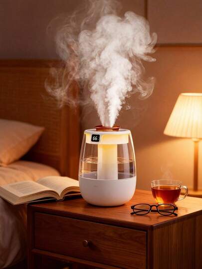 2,2L luftfuktare för sovrum, elektrisk aromdiffusor för hemmet, dimmaskin för eteriska oljor och aromaterapi, USB-driven, toppfyllning, lämplig för stora rum, digital display, nattlampa, 3 dimlägen, automatisk avstängning, tyst drift