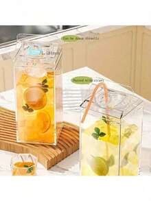 Cốc vuông đa năng, dung tích lớn, di động, dùng để đựng sữa, thức ăn, đa dụng, có nắp đậy kín, bình chứa nước ép, đồ uống, bình rót trong suốt. - Nhiều màu - Xem 3