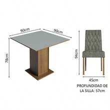 Juego de Comedor Mesa con Tablero de Madera 4 Sillas Livia Madesa - Marrón/Crema/Imperial - Negro - Ver 10