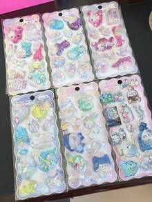 可爱兔子、小猫、水瓶、星星闪光3D摇摇贴纸，趣味贴纸交换 - 彩色 - 查看 13