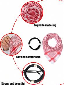 2 piezas Pañuelo de cabeza táctico estilo árabe para desierto con cordón, Pañuelo Shemagh árabe, Accesorio para vacaciones, viajes, festivales - 2 piezas - Ver 2