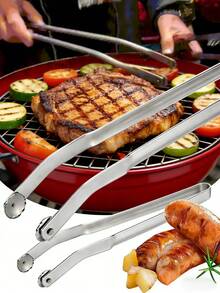 Kẹp gắp xúc xích nướng BBQ bằng thép không gỉ, kẹp xúc xích nóng, kẹp nhà bếp cán dài dùng cho nướng BBQ, thích hợp để lật thịt xông khói, bít tết, thịt và rau củ, kẹp nướng BBQ. - Một kích cỡ phù hợp cho tất cả - Xem 2