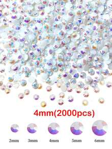 2000/800/400顆/袋 樹脂水鑽 2mm-6mm 透明白色 AB 平底水鑽，適用於 DIY 手作、美甲裝飾、手機殼、鞋子、衣物、手工藝、美甲鑽飾、美甲用品、美甲飾品 - 彩色 - 查看 11