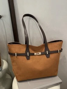 Retro Stylish Large Capacity Handbag, New Fashion Versatile Commuter Shoulder Tote Bag For Women - Brown - View 7