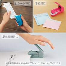 Stapleless Stapler Harinacs Desktop And Handheld Staple-Free Up To 5 Sheets No Staple Binding Portable Compact Holeless Stapler White Japan Import SLN-MPH105W - màu hồng cá hồi - Xem 7