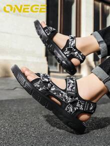 1 Pair Men's Outdoor Beach Sandals, Non-Slip Casual Shoes - Black - View 3